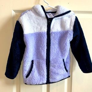 Brand new never worn kids purple and navy blue zip up fleece